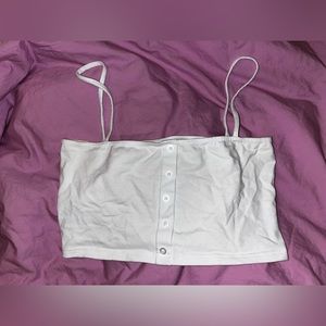 White buttoned straps tube top